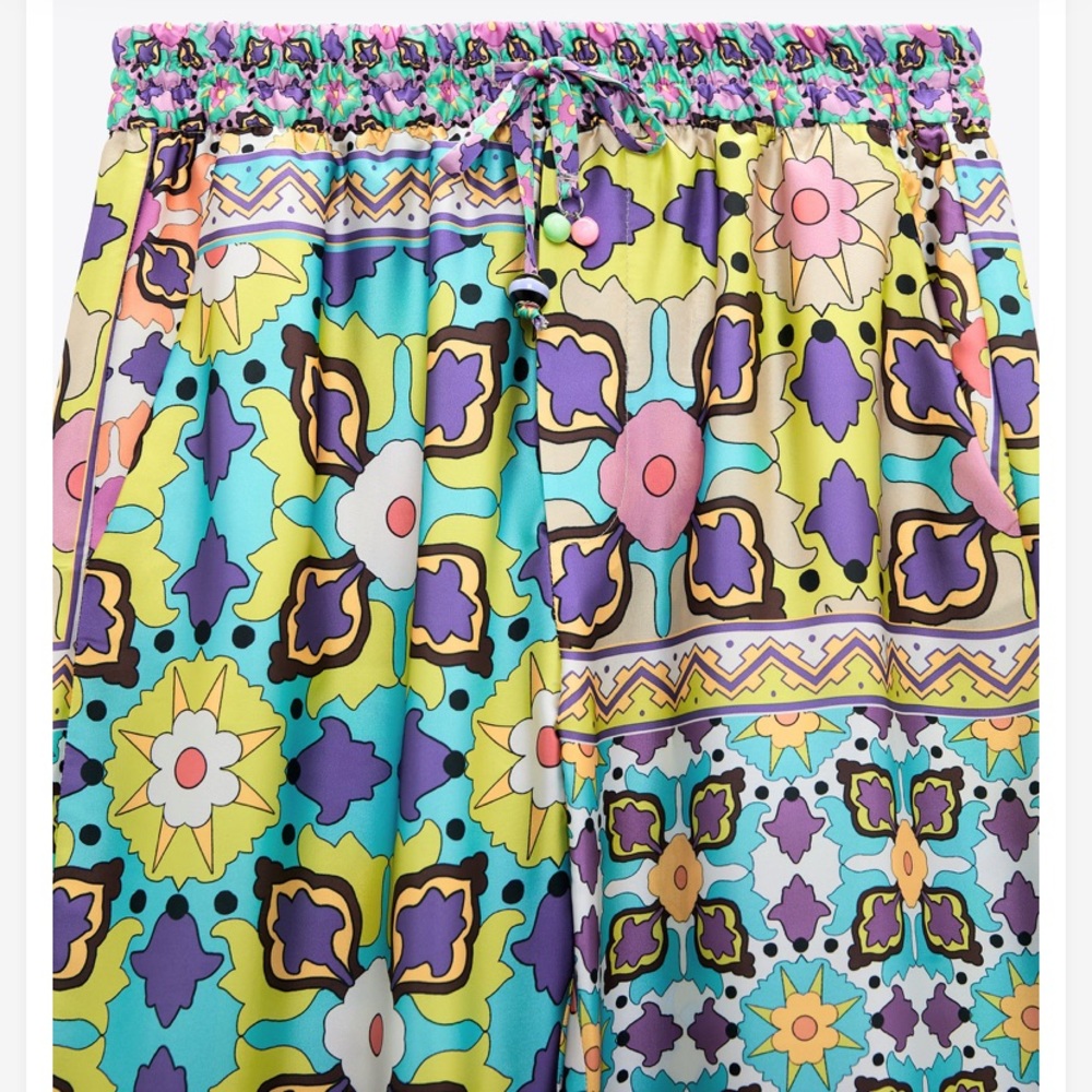 ZARA PRINTED PAJAMA-STYLE PANTS SIZE XS - Picture 6 of 6